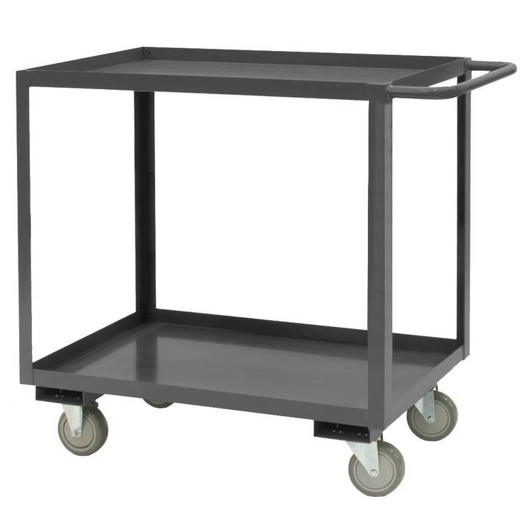 14 Gauge Tubular Push Handled Rolling Service Cart with 3 Shelves Gray - 48 in. N9951