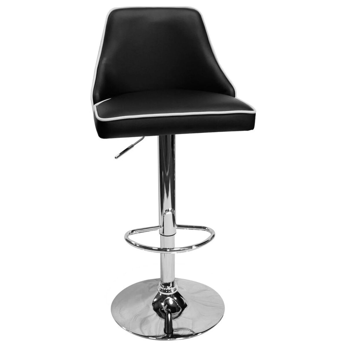 Faux Leather Adjustable Swivel Bar Stool in Black (Set of 2) T948411