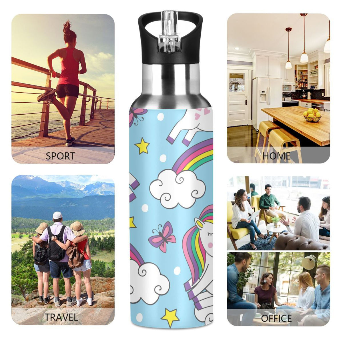 Stainless Steel Insulated Water Bottle with Straw Lid F3726