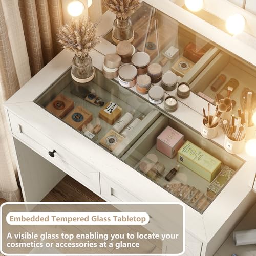 White Vanity Desk with LED Bulbs Y794