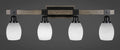 4 Light Bath Bar Matte Black Painted Distressed Wood H7736