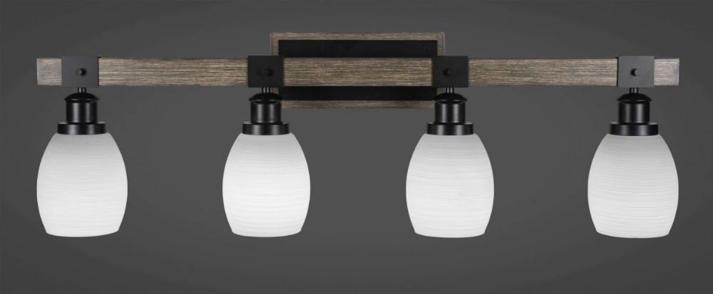 4 Light Bath Bar Matte Black Painted Distressed Wood H7736