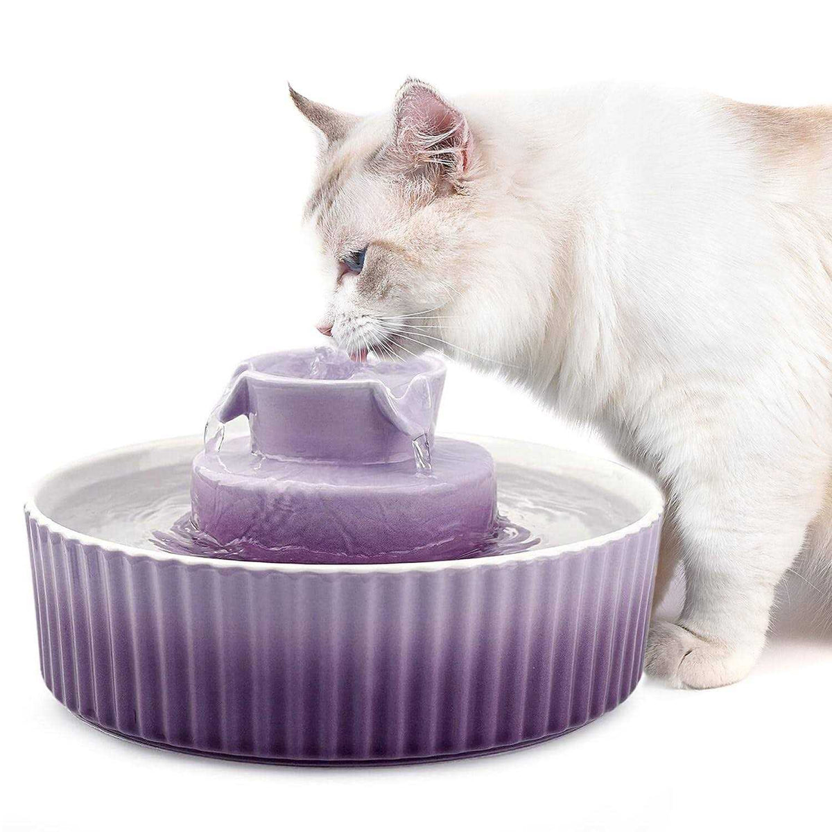 Ceramic Cat Water Fountain, 2.1 L Drinking Fountain Bowl W4626