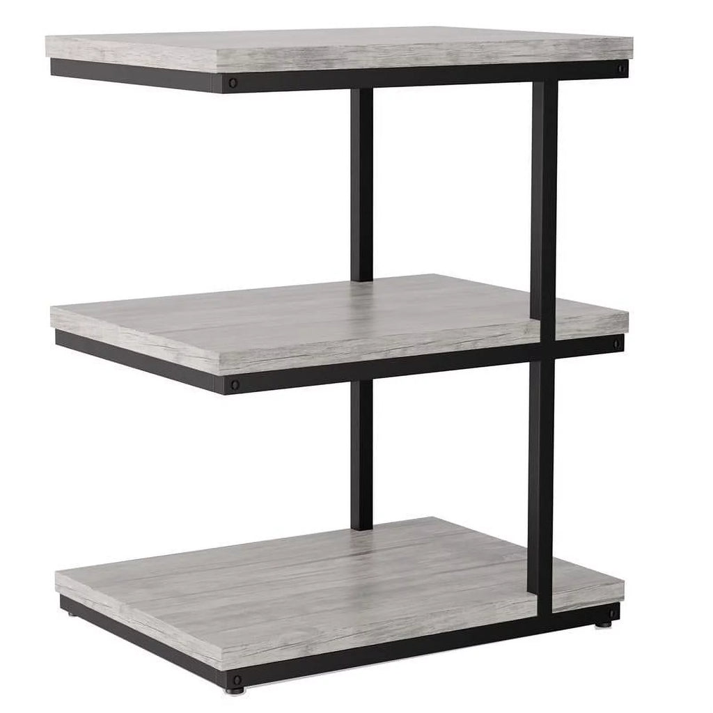 Light Gray 3-Shelf Metal Side Table Set of 2 D64750