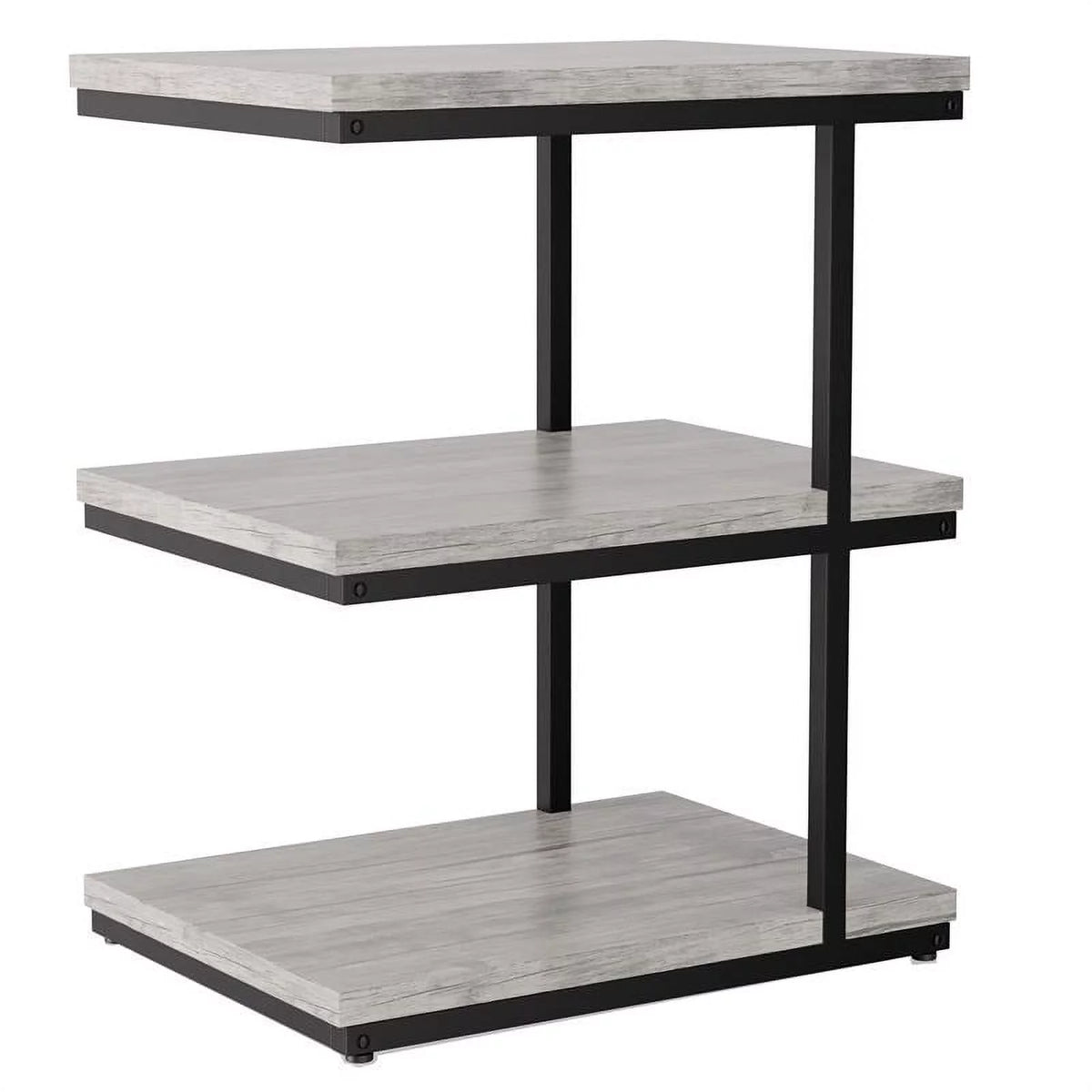Light Gray 3-Shelf Metal Side Table Set of 2 D64750
