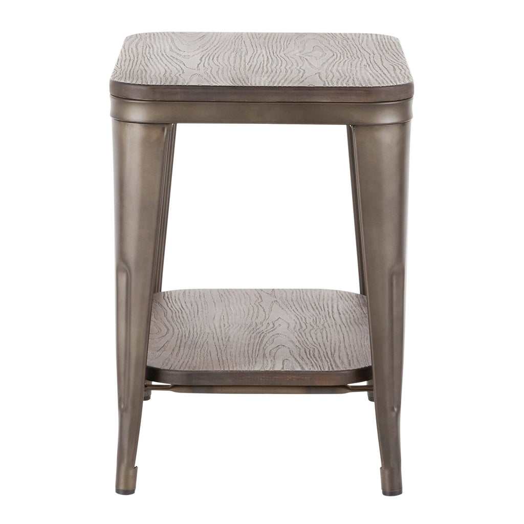 Industrial Wood and Metal End Table U422496