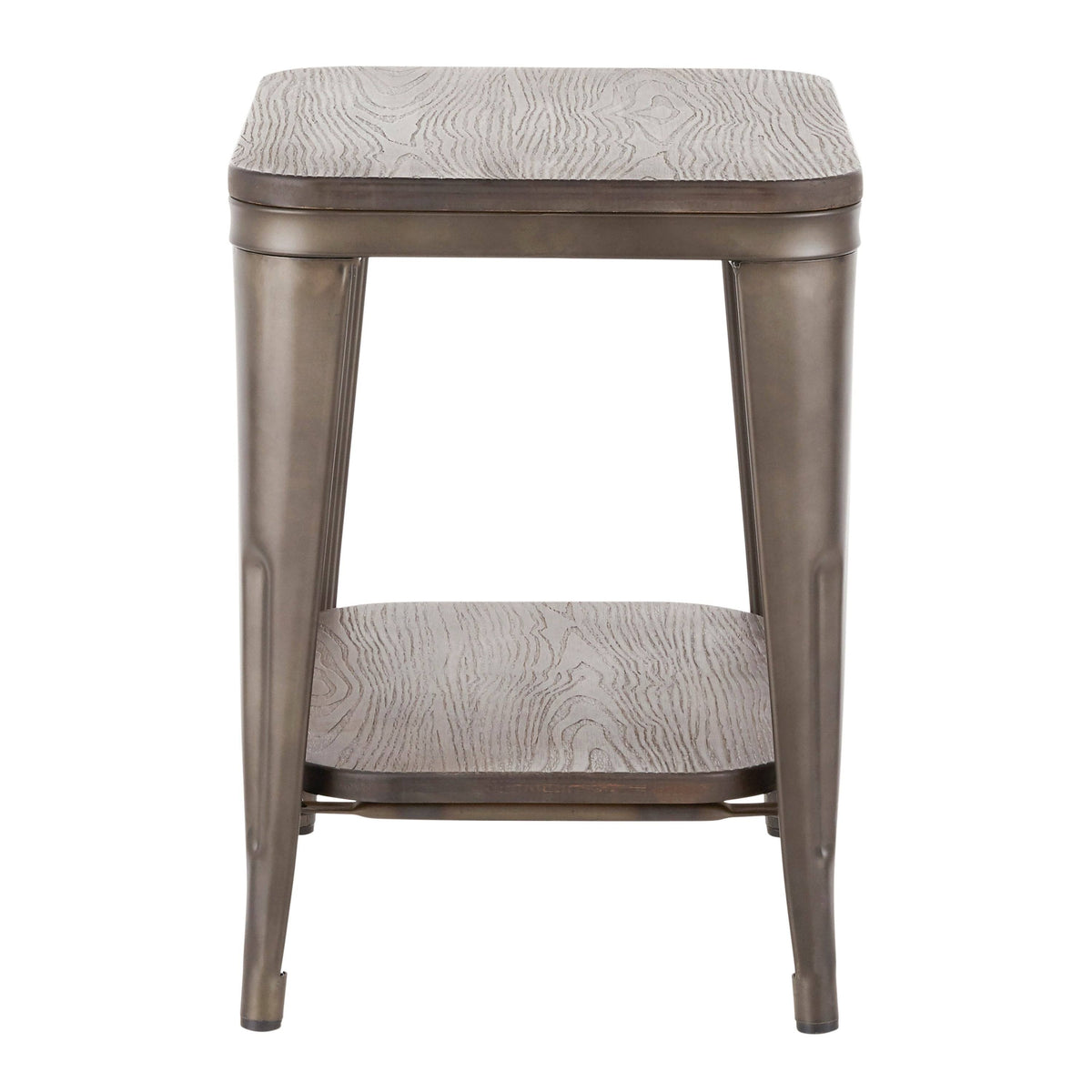 Industrial Wood and Metal End Table U422496