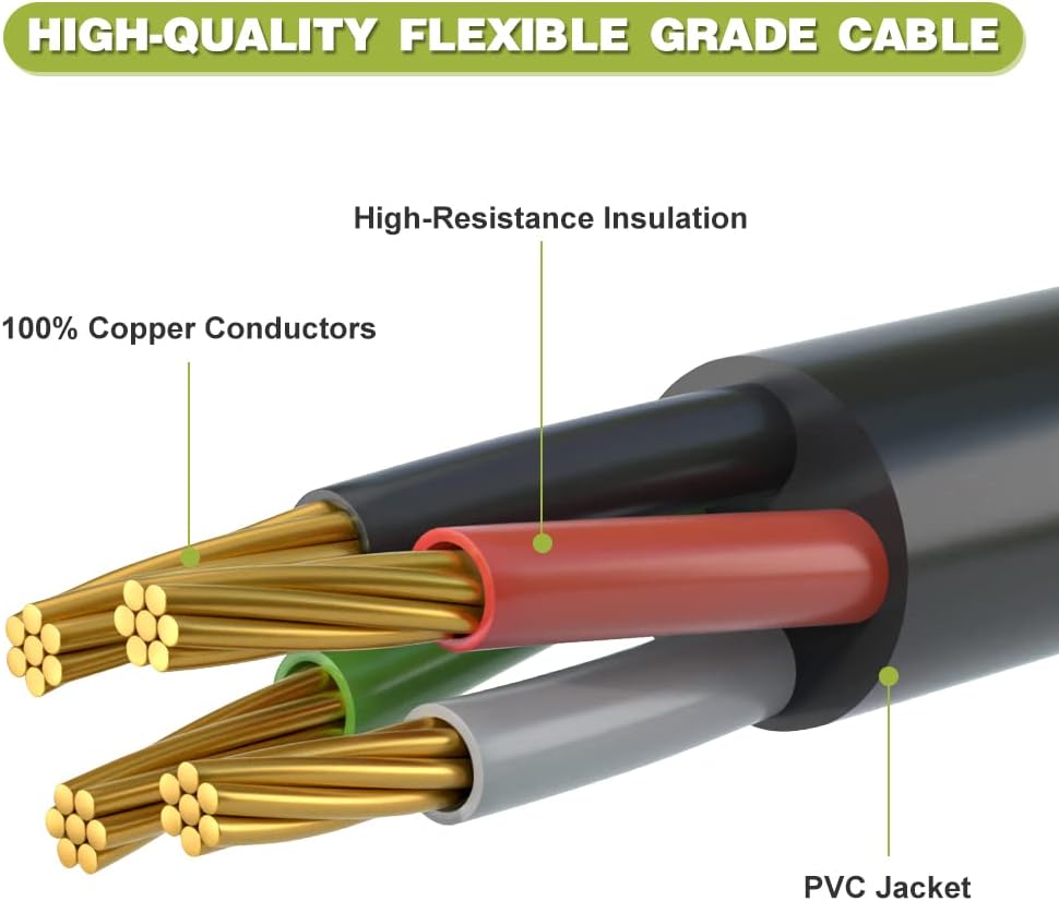 4 Prong 30 Amp Generator Extension Cord, NEMA L14-30P/L14-30R, 10 Gauge SJTW, 50FT P663854