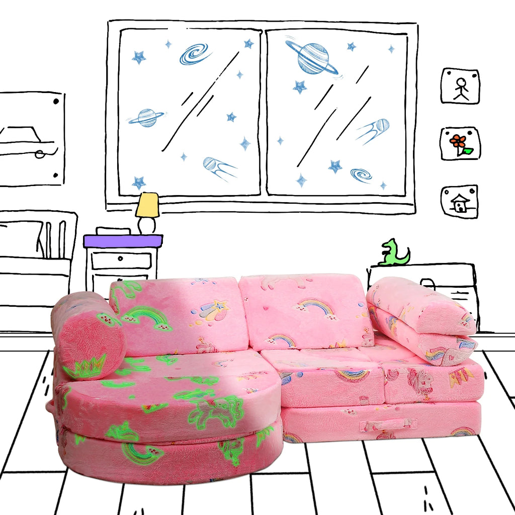 11 Pc Pink Modular Kids Play Couch G77319
