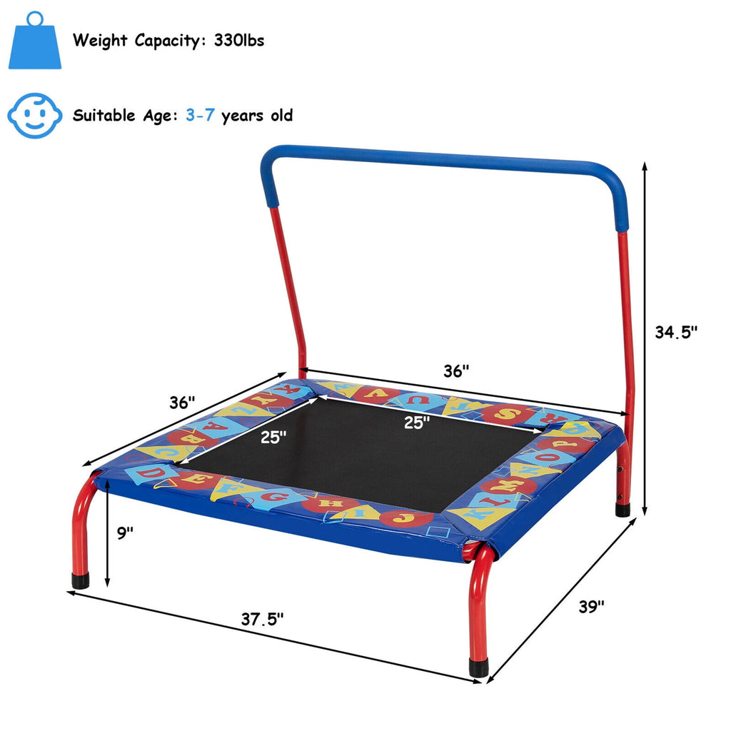 36'' Kids Square Trampoline with Foam Handrail K300130
