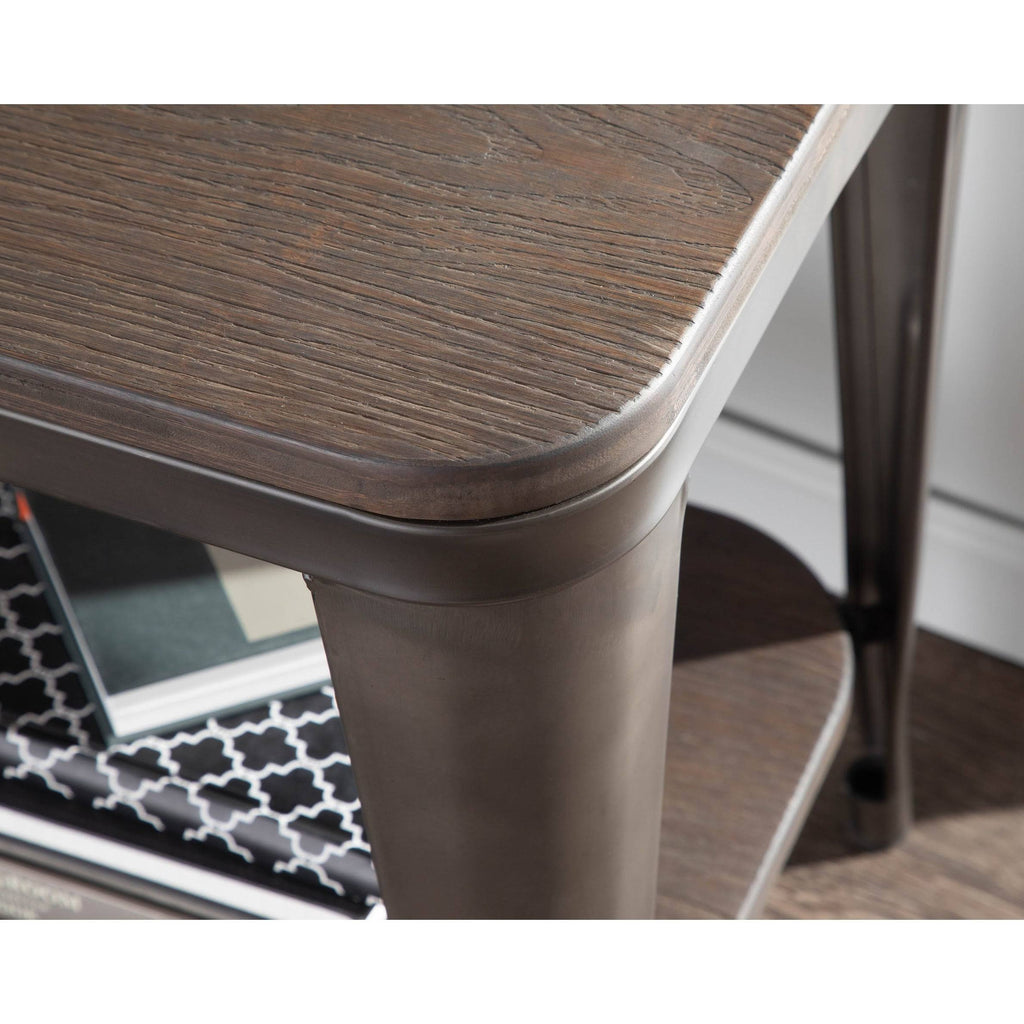 Industrial Wood and Metal End Table U422496