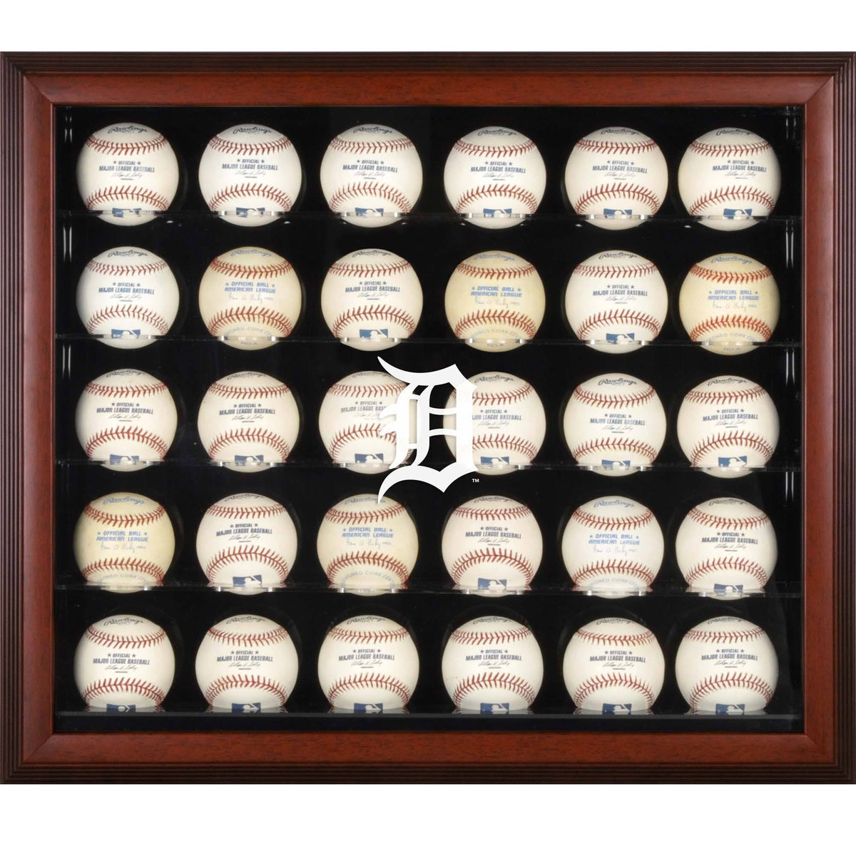 Mahogany Framed 30-Ball Display Case X4351