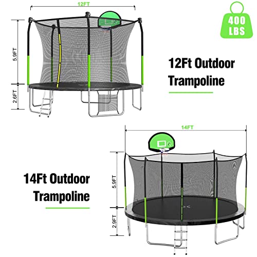 8FT 10FT 12FT 14FT 15FT Trampoline with Enclosure Net Q17623