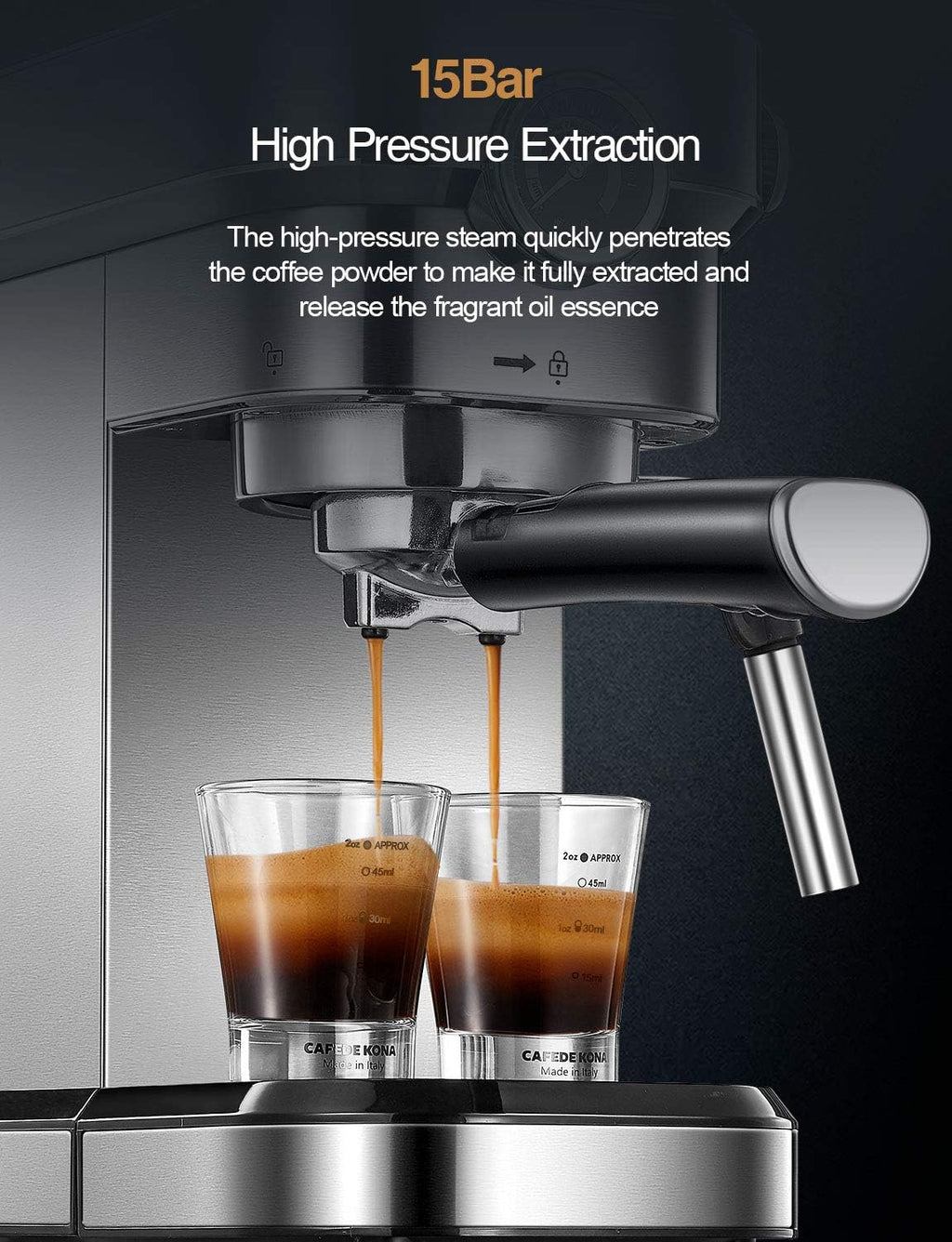 15 Bar Espresso Machine with Milk Frother D153041