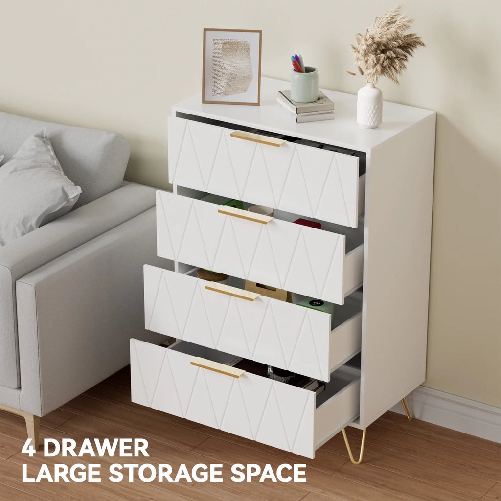 Black 4 Drawer Wood Dresser with Metal Handles V292