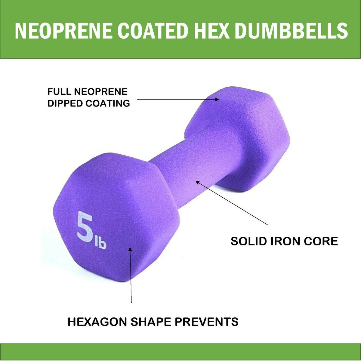 Neoprene 5 Lbs. Hex Dumbbells Set of 2 A305530