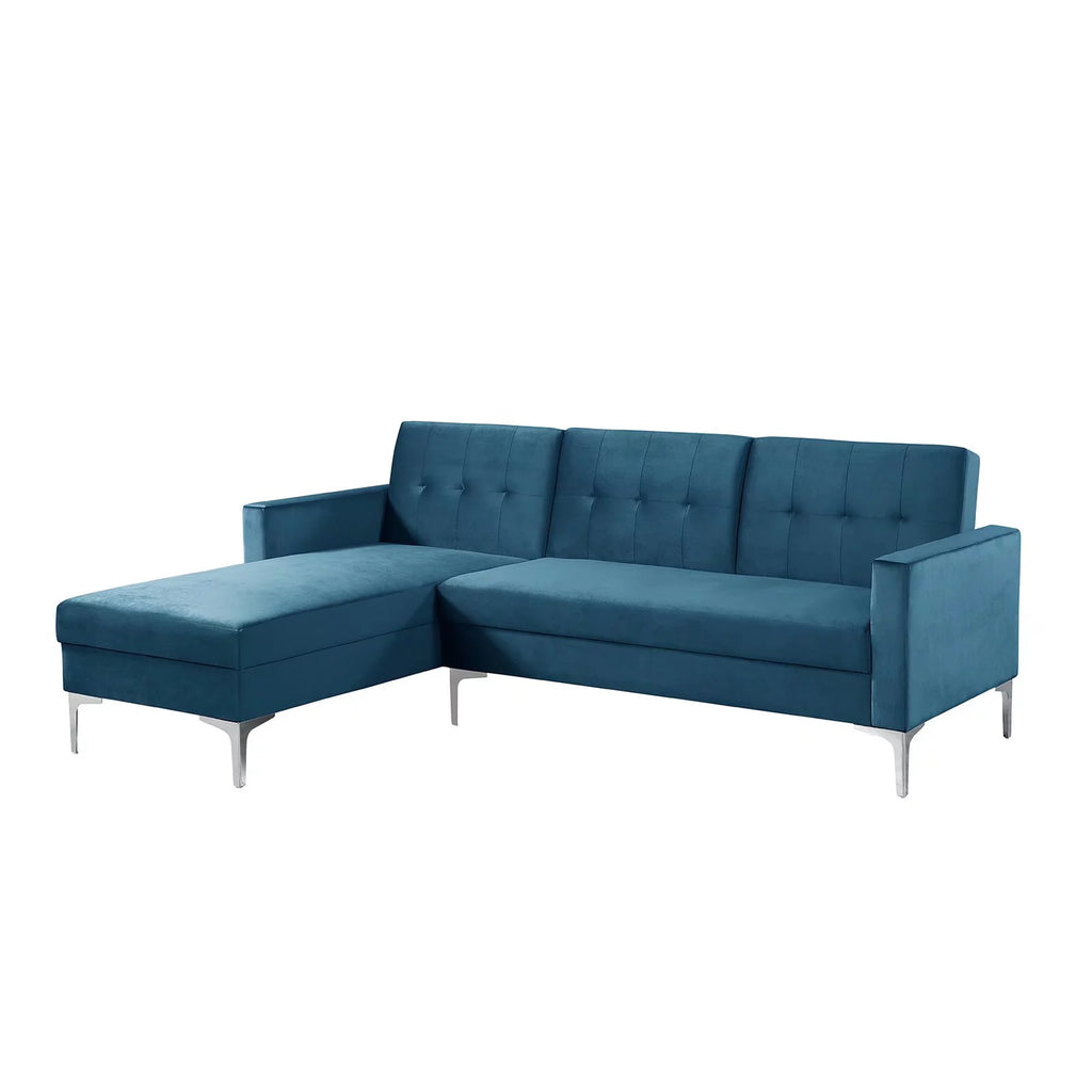 Blue Velvet Convertible Sectional Sofa D873