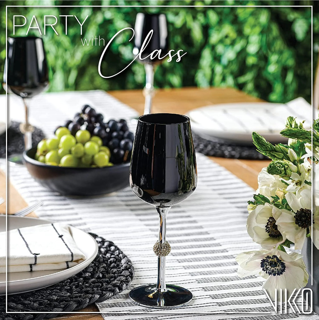 Black Silver Wine Glasses Set Of Twelve C186
