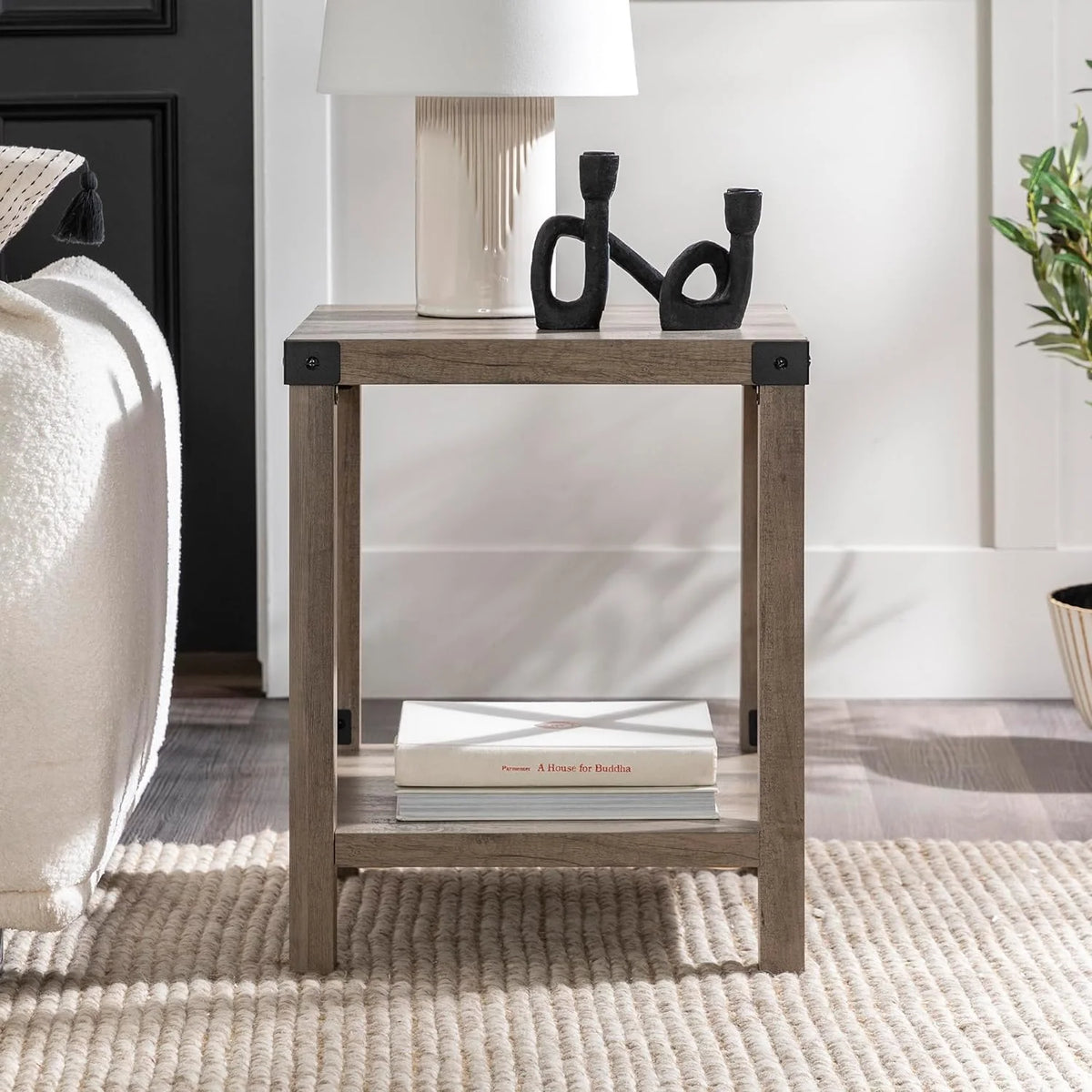 18 Inch Grey Wash Side Table X594