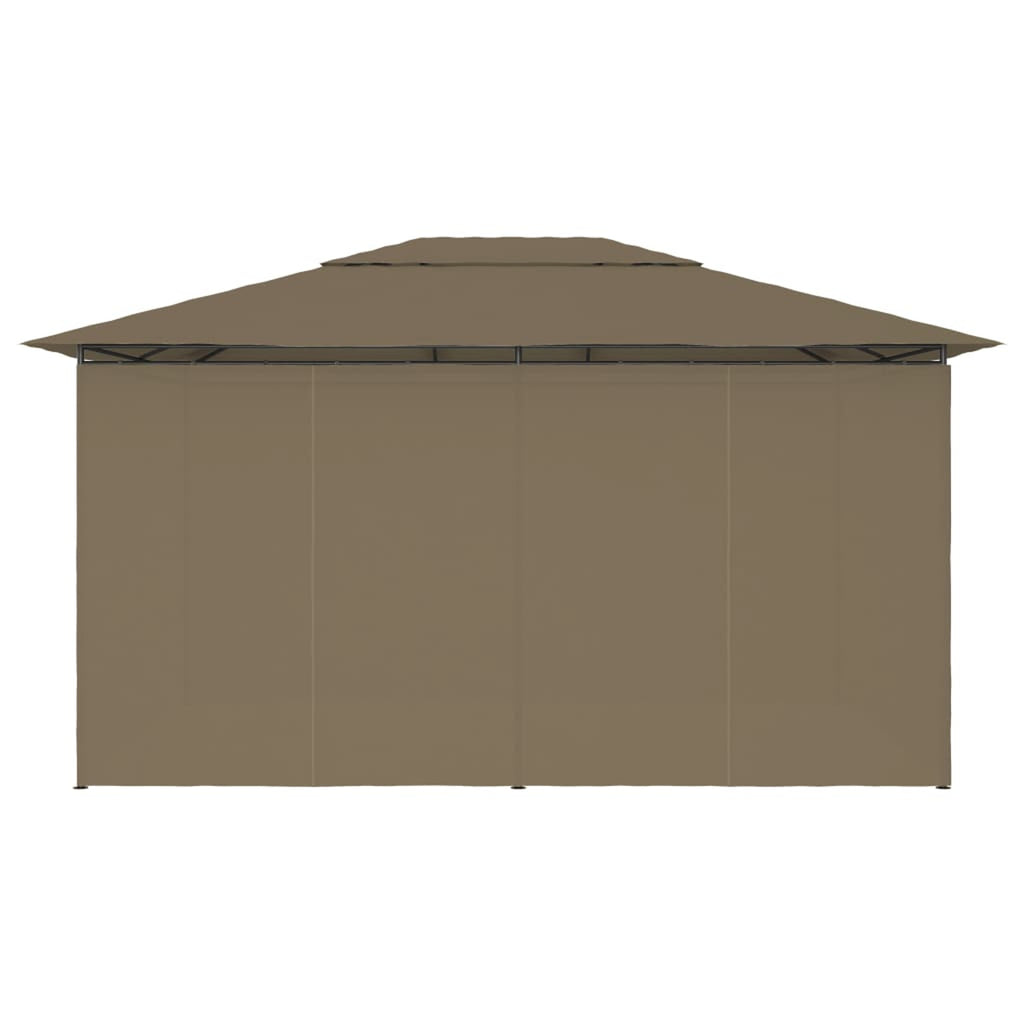 Taupe Outdoor Gazebo Canopy with Curtain Fabric Roof G8326