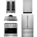 36 Gas Range, Range Hood, Refrigerator, Dishwasher and Wine Cooler I2428