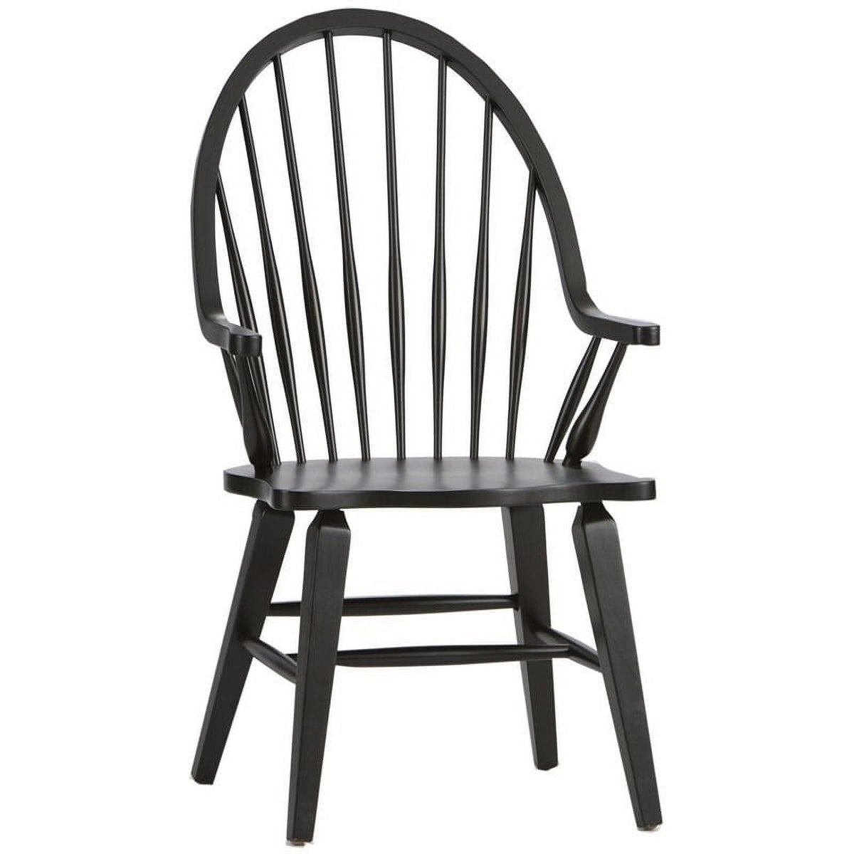 2 Piece Black Wood Dining Arm Chair Set R93367