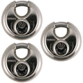 Stainless Steel 70mm Round Padlock Keyed Alike 3 Pack K364119