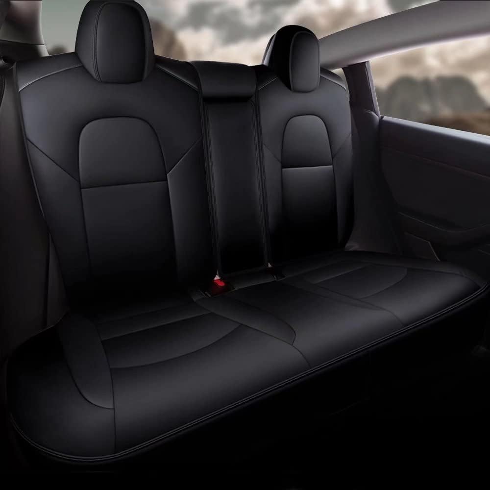 Faux Leather Car Seat Cover Full Set Front Rear Seat Black 5 Seats G5906