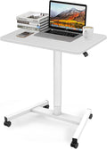 White Adjustable Rolling Laptop Desk Cart S761