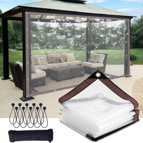 7x7 FT Clear Waterproof PVC Tarps Tarpaulin T503