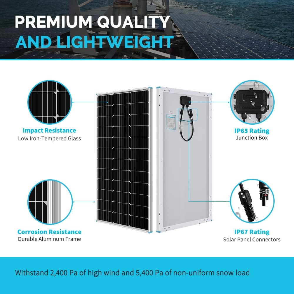 12 Volt 100 Watt Monocrystalline Solar Panel A641