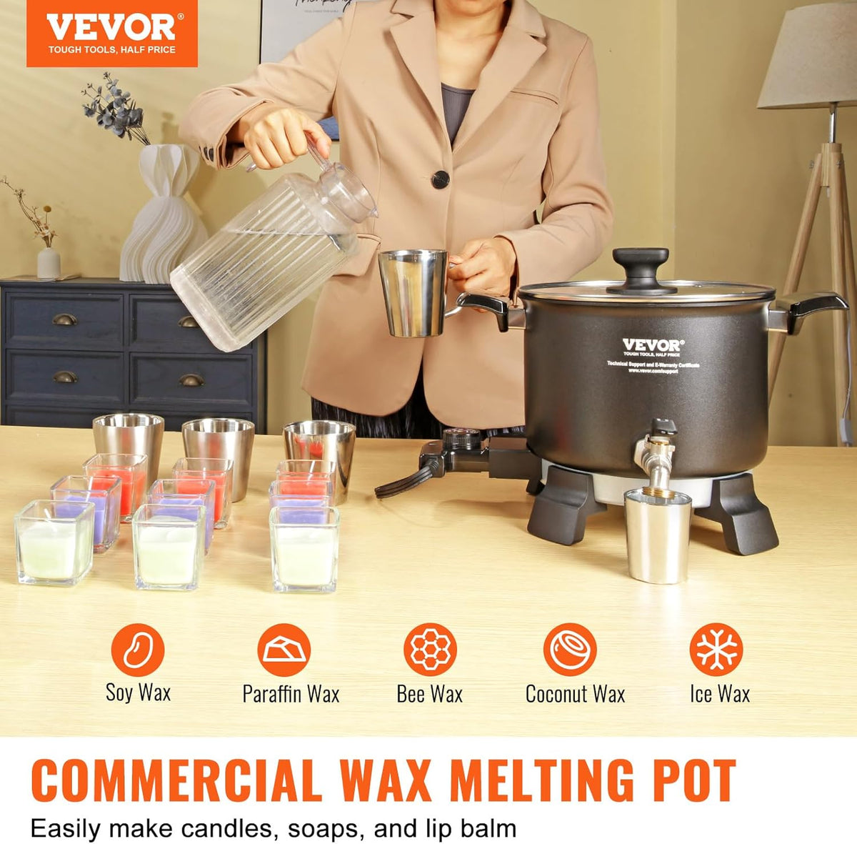 5 Liter Electric Wax Melting Pot with Temperature Control D951484