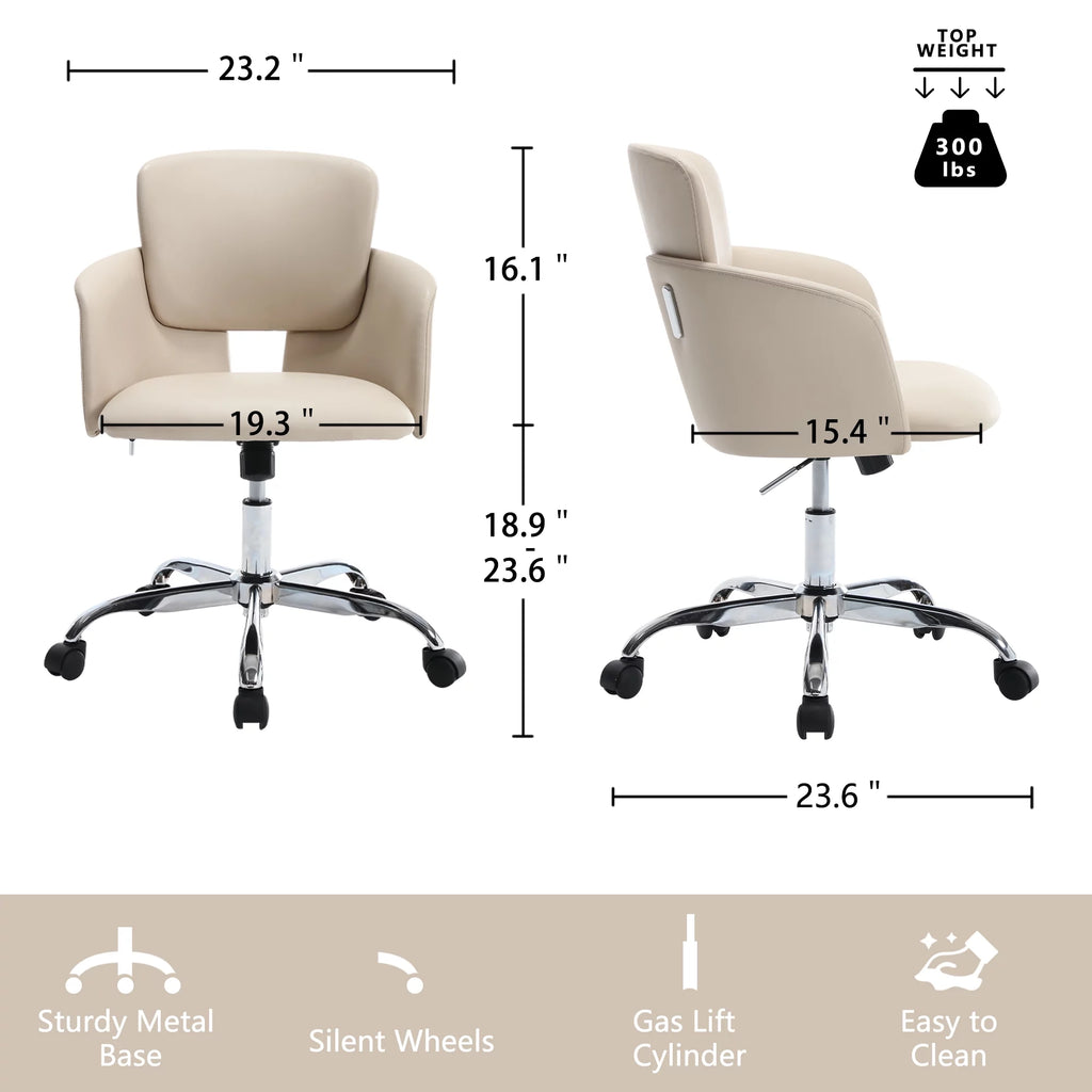 Beige Adjustable Height PU Leather Ergonomic Office Chair K9578