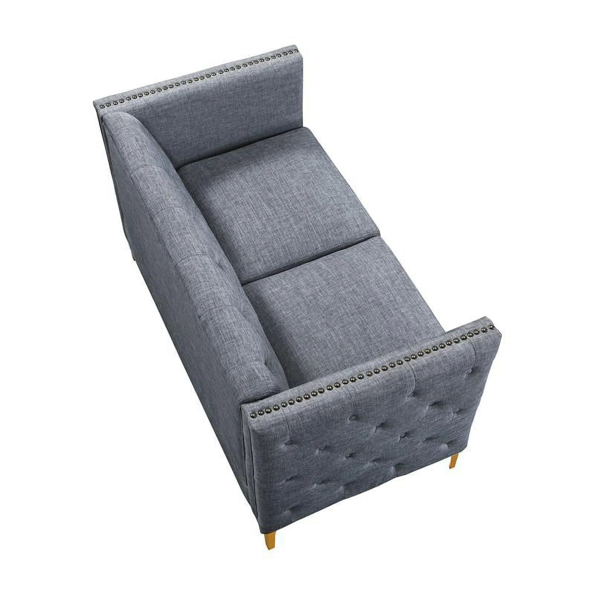 Light Gray Tufted Fabric Loveseat J5985