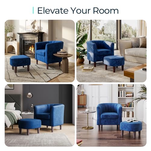 Olive Green Velvet Accent Chair with Ottoman L70887