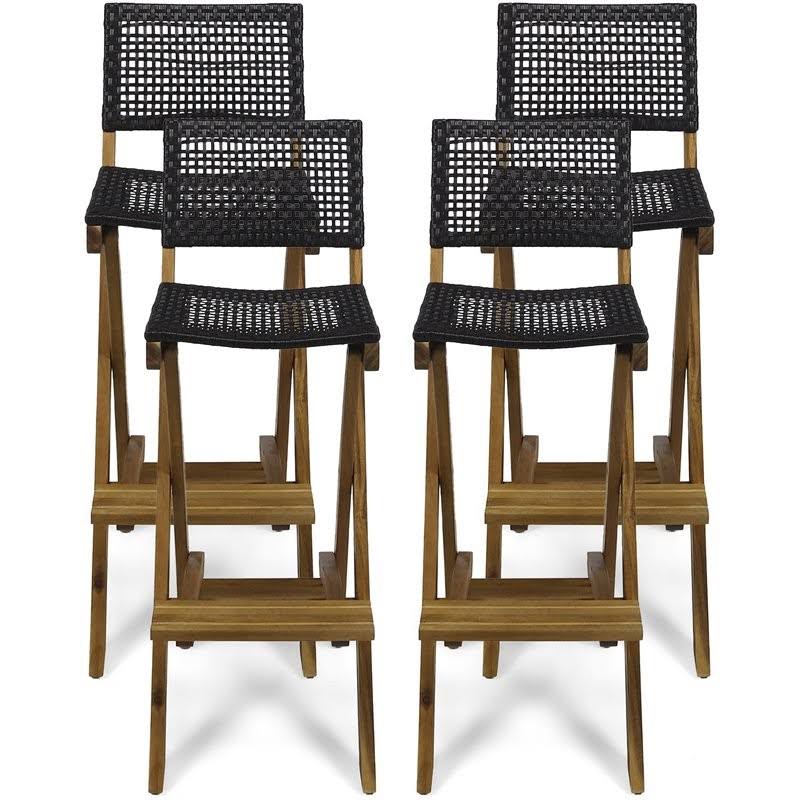 Acacia Wood Folding Barstools Set of 4 W804