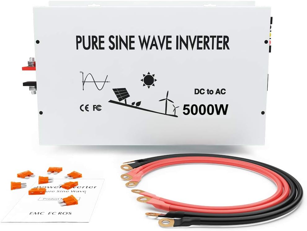 5000W Pure Sine Wave Power Inverter DC 48V to 110V 120V AC with Dual Outlets and Digital LED Display Y876