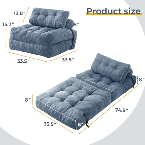 Beige Folding Sofa Bed with Pillow U98162