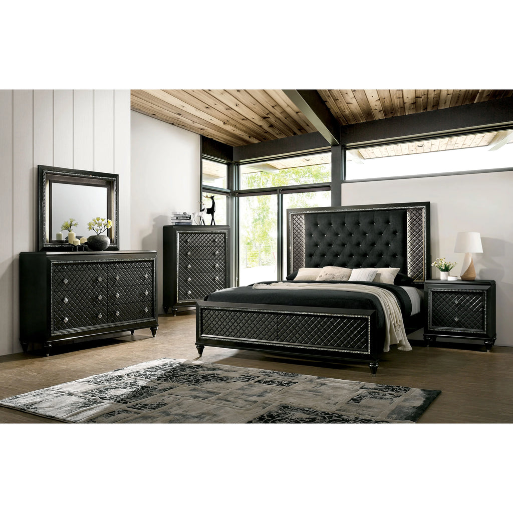 Eastern King Metallic Gray and Black Bed C577321