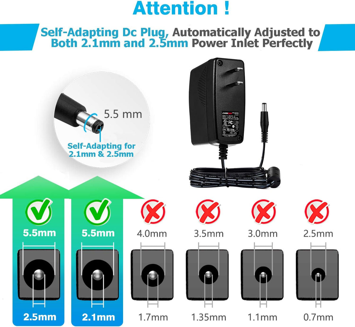 12V 2A 24W AC DC Switching Power Supply Adapter 5-Pack R27343