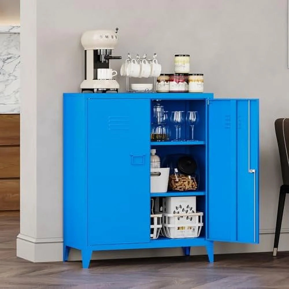 Metal Wardrobe Cabinet with Locking Doors 2 Door Steel Adjustable Shelves S5160