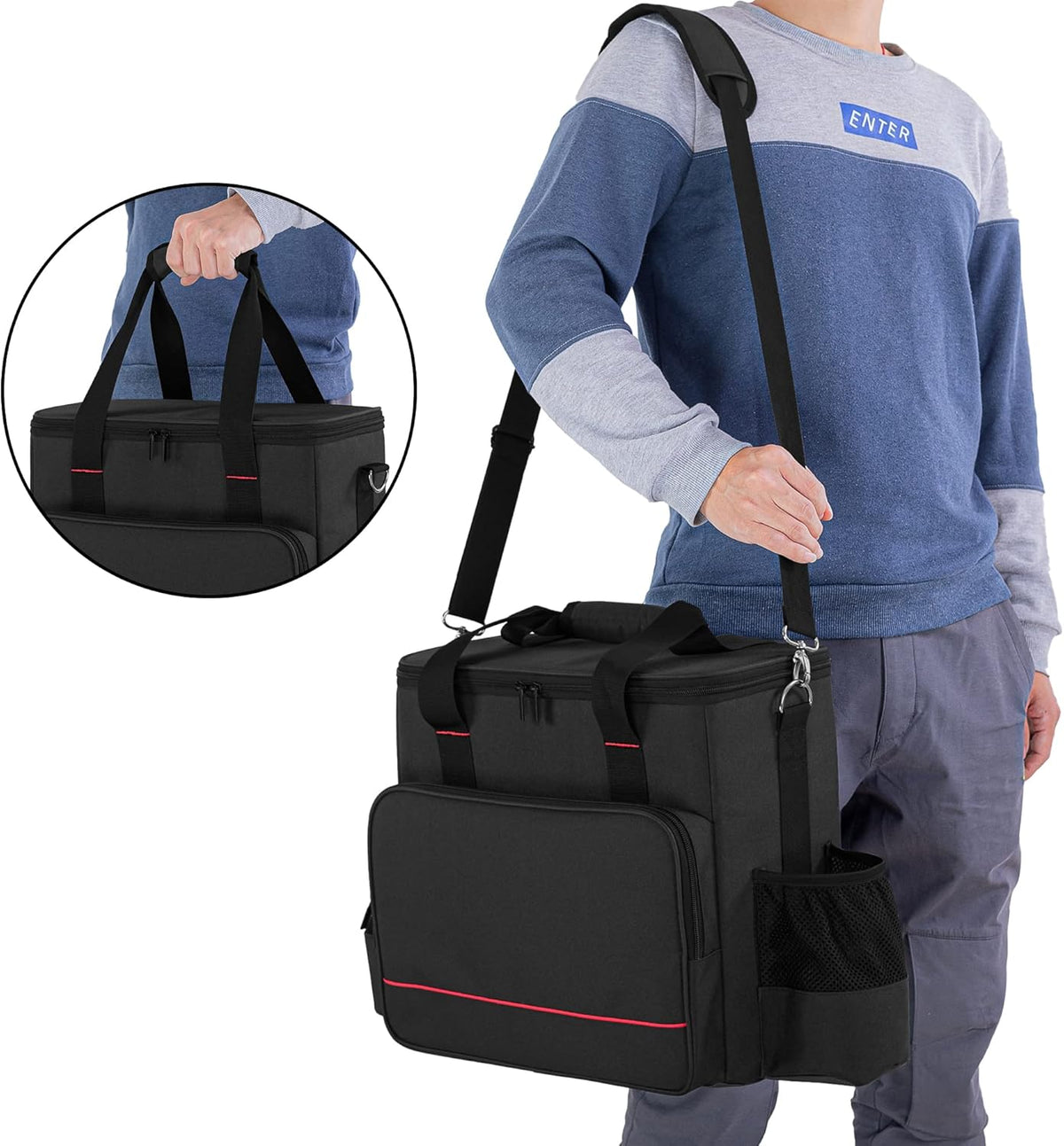 Portable Heater Carry Bag with Pockets and Handles Black K984015