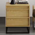 Natural Oak Solid Wood Nightstand with Two Drawers M283776