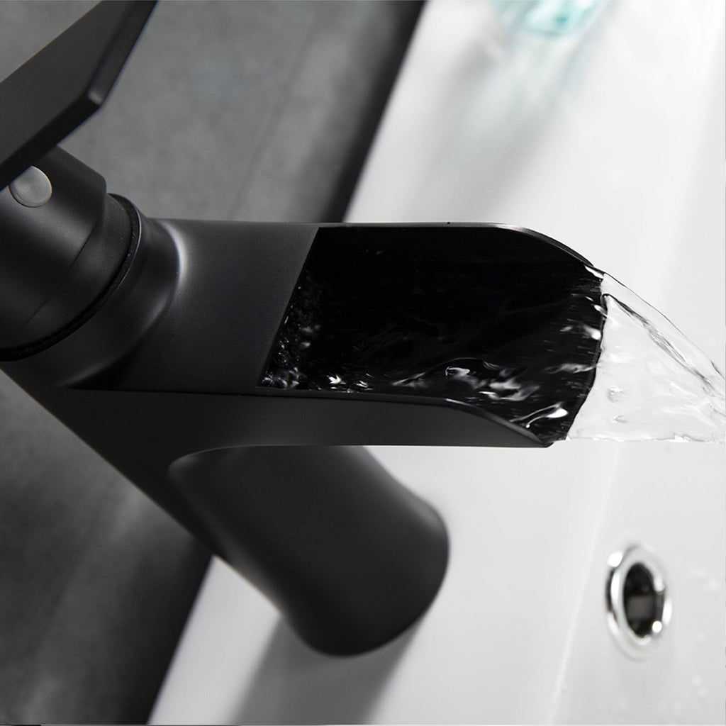 Matte Black Stainless Steel Single Hole Waterfall Bathroom Faucet R984