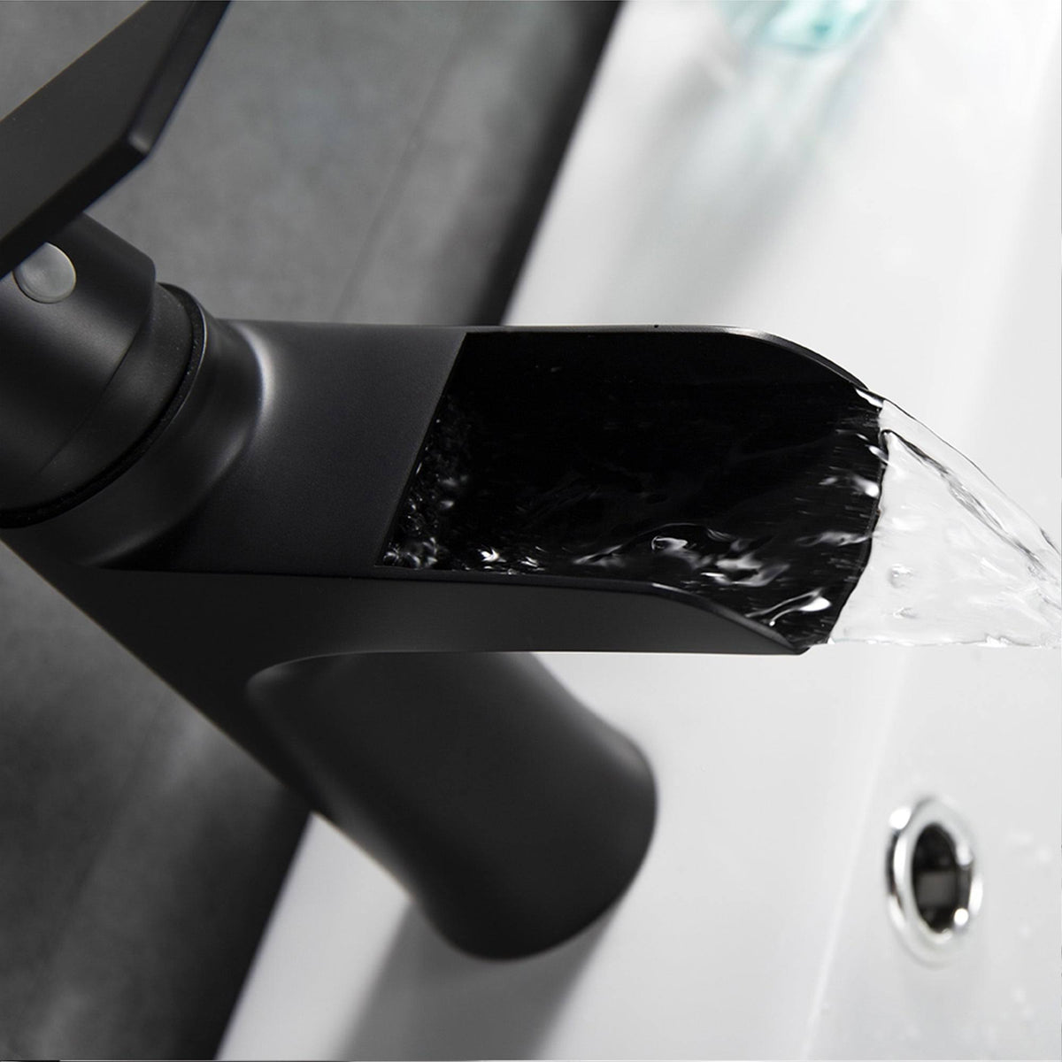 Matte Black Stainless Steel Single Hole Waterfall Bathroom Faucet R984