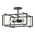 4 Light Caged Square Semi Flush Mount Fixture Black Pewter S294398