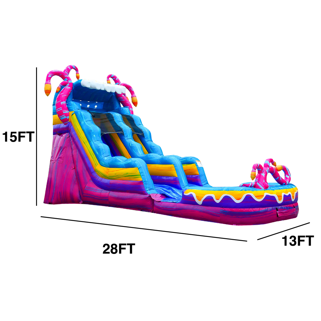 Commercial Grade Bounce House Inflatable with Water Slide and Pool Combo, Dual Lane Slide N78435