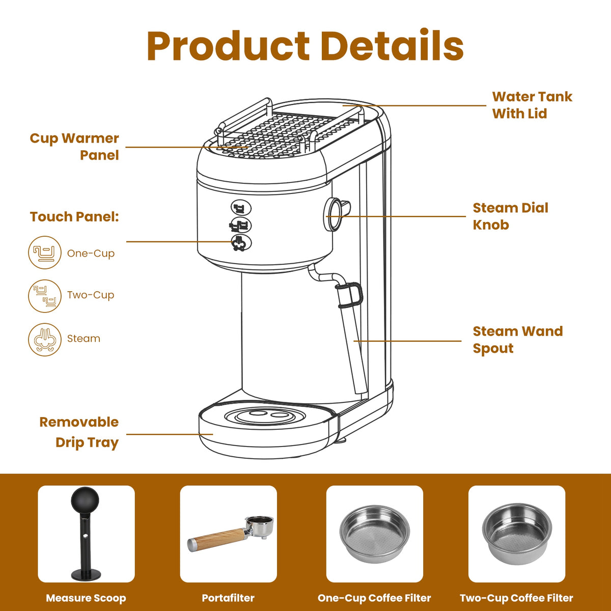 Espresso Machine with Milk Frother System P68538