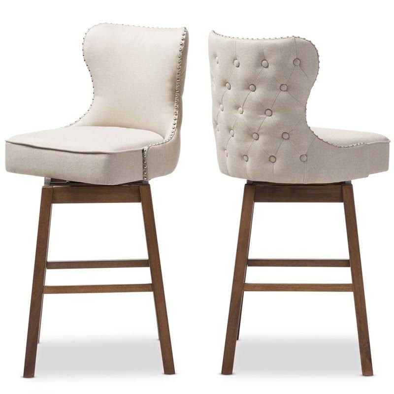 Swivel Barstool in Light Beige (Set of 2) Q76297