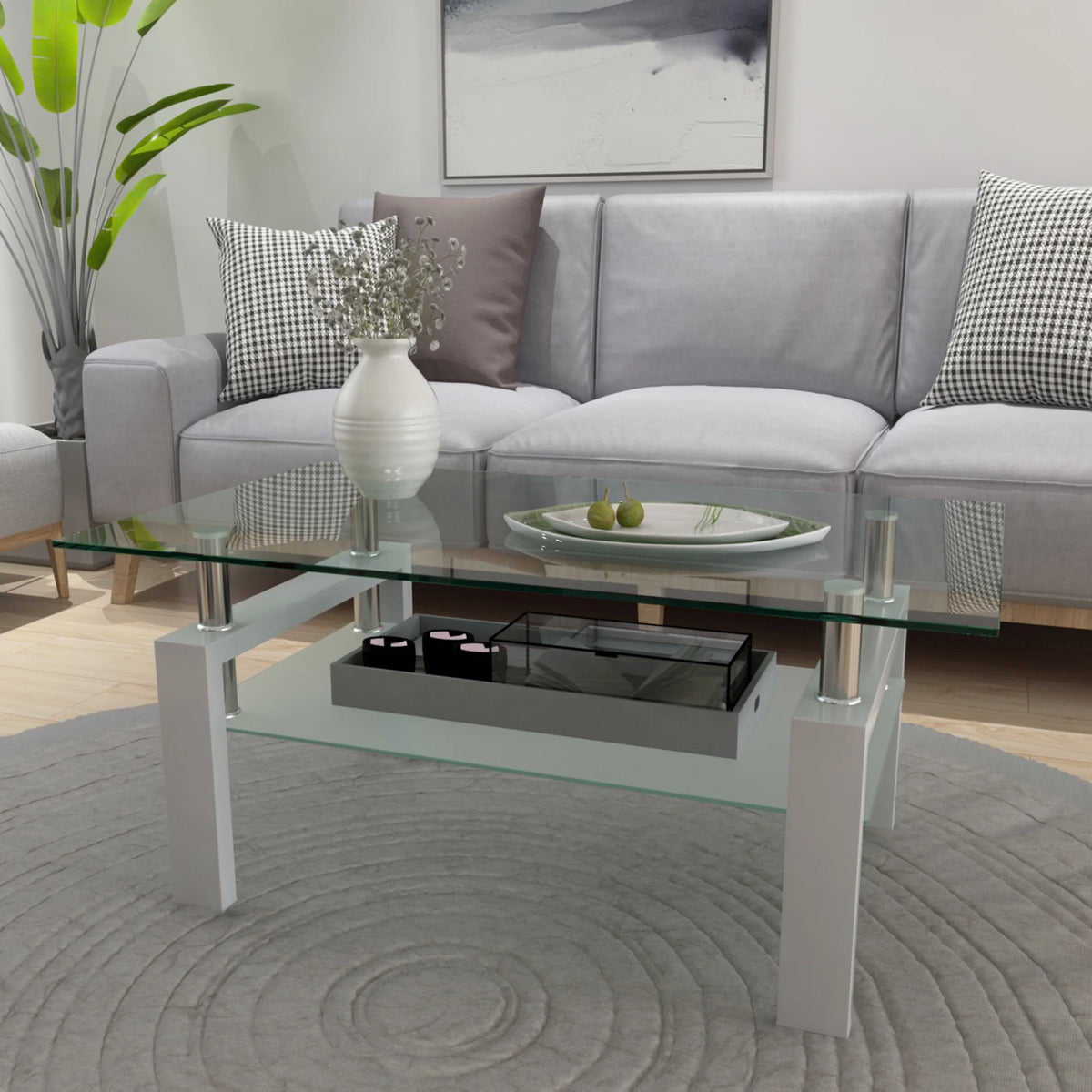 White Glass Coffee Table Q983
